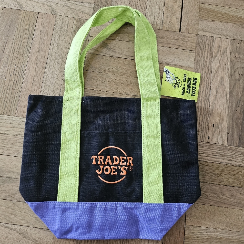 Trader Joe's Halloween Black, Green And Purple Mini Tote Bag